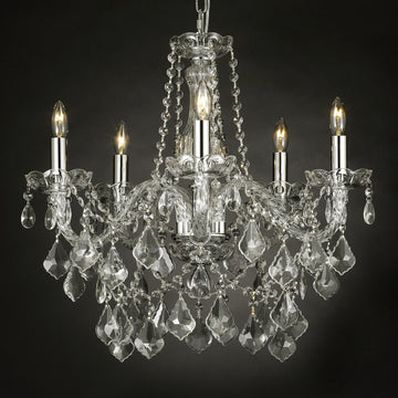 Crystal Chandelier Lighting 5 Lights H20" X Wd 19" Ceiling Fixture Pendant Lamp New Chandeliers Murano - 3/11987/5-SILVER