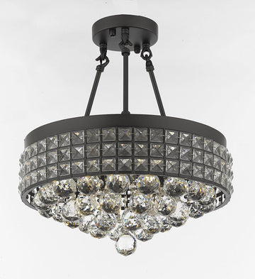 Semi Flush Mount French Empire Crystal Ball Chandelier Chandeliers Lighting Ht 17 X Wd 15 4 Lights Crystal Iron Metal Shade Rustic Modern - B6/26003/4