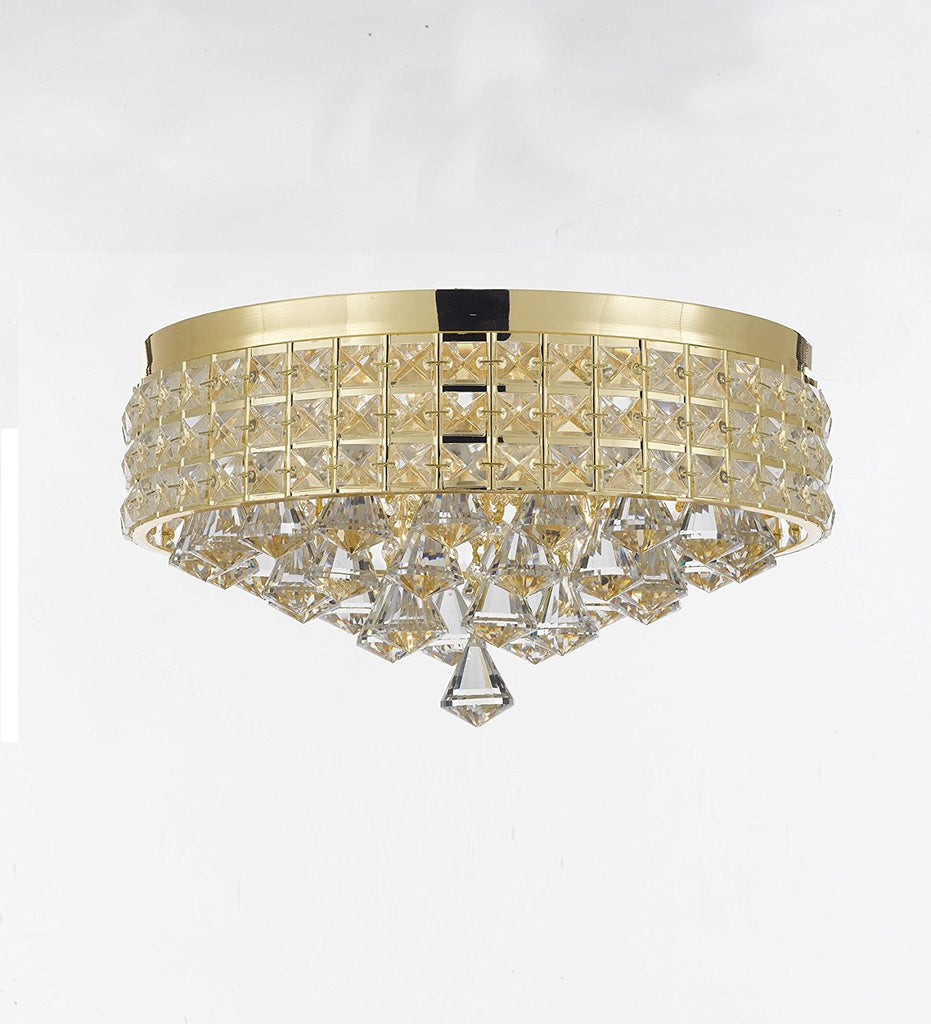 Flush Mount French Empire Crystal Chandelier Chandeliers Lighting Ht 8 X Wd 15 4 Lights Crystal Gold Metal Shade flushmount Rustic Modern Flush - Flush/26005/4