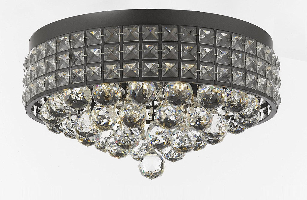 Flush Mount French Empire Crystal Ball Chandelier Chandeliers Lighting Ht 8 X Wd 15 4 Lights Crystal Iron Metal Shade Rustic Modern - B6/26003/4-Flush