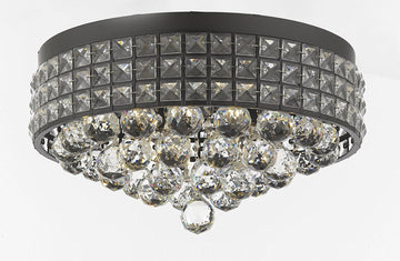 Flush Mount French Empire Crystal Ball Chandelier Chandeliers Lighting Ht 8 X Wd 15 4 Lights Crystal Iron Metal Shade Rustic Modern - B6/26003/4-Flush