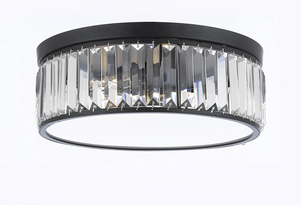 WELLES CLEAR CRYSTAL ROUND FLUSH CHANDELIER LIGHTING 16" - G7-3801/4