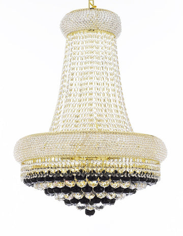 French Empire Crystal Chandelier Chandeliers H32" X W24" Dressed with Jet Black Crystal Balls - Good for Dining Room, Foyer, Entryway, Family Room and More - A500-B95/CG/542/15