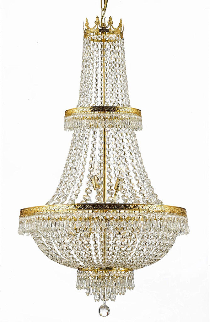 French Empire Crystal Chandelier Lighting H50" X W24" Good for Foyer, Entryway, Family Room, Living Room and More! - A500-CG/870/15