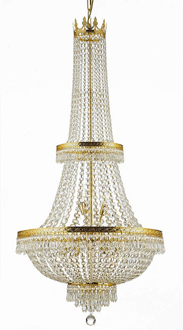 French Empire Crystal Chandelier Lighting H70" X W24" Good for Foyer, Entryway, Family Room, Living Room and More - A500-C7/CG/870/15