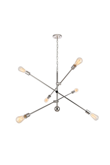 ZC121-LD8010D42PN - Living District: Axel 6 Lights Polished Nickel Pendant