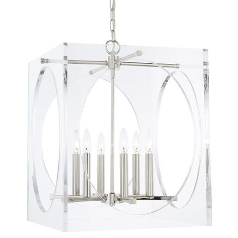 6 Light Polished Nickel Modern Chandelier - C193-8876-PN