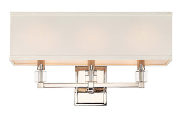 3 Light Polished Nickel Modern Sconce Draped In Crystal Cubes - C193-8883-PN