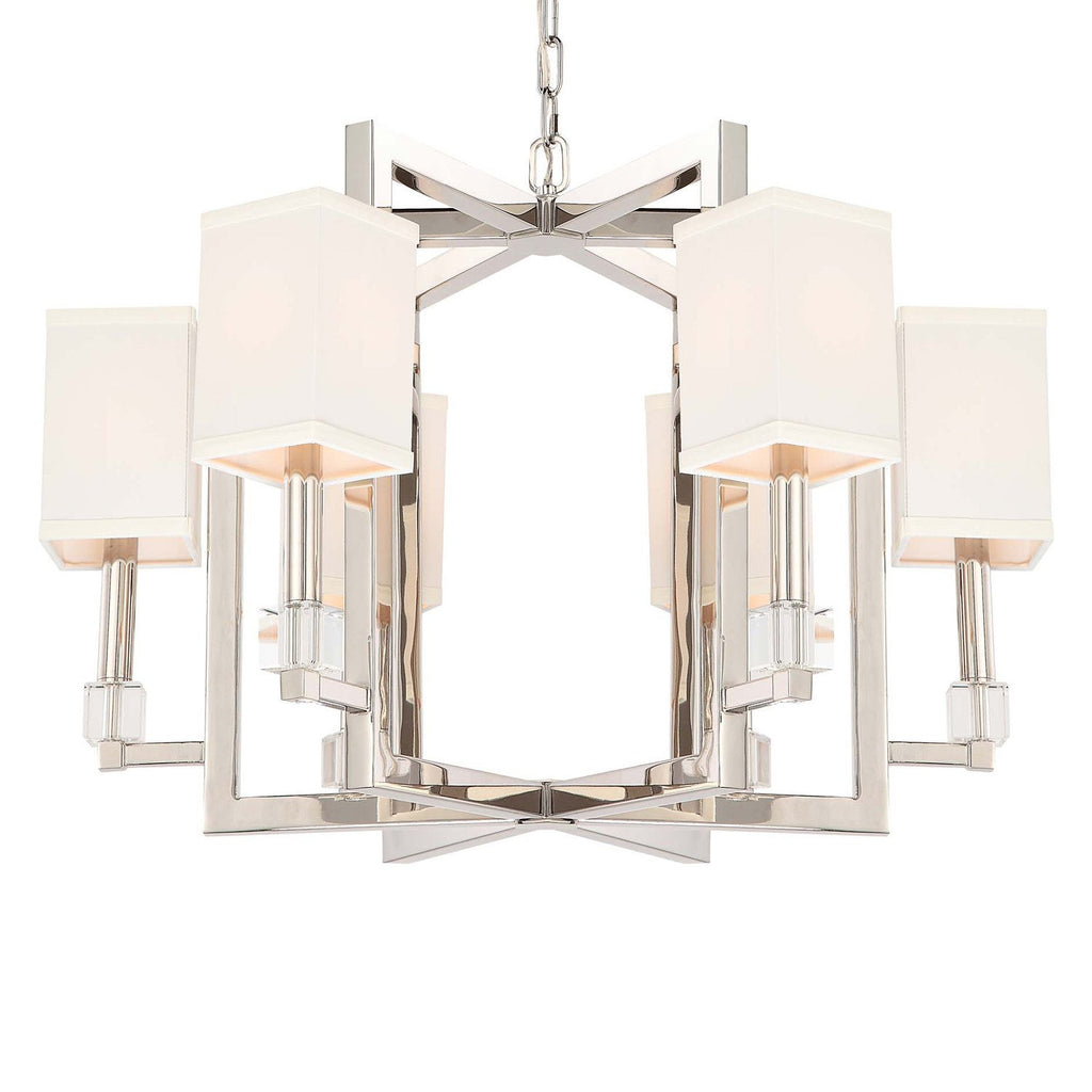 6 Light Polished Nickel Modern Chandelier Draped In Crystal Cubes - C193-8886-PN