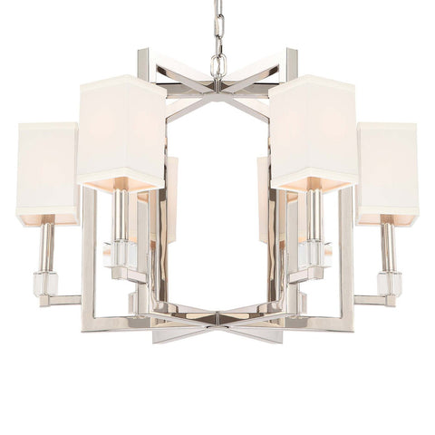 6 Light Polished Nickel Modern Chandelier Draped In Crystal Cubes - C193-8886-PN