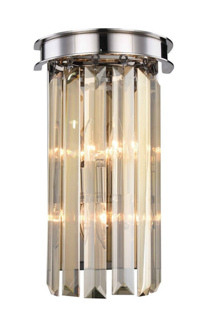 ZC121-1238W8PN-GT/RC - Urban Classic: Sydney 2 light Polished nickel Wall Sconce Golden Teak (Smoky) Royal Cut Crystal