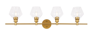 ZC121-LD2320BR - Living District: Gene 4 light Brass and Clear glass Wall sconce