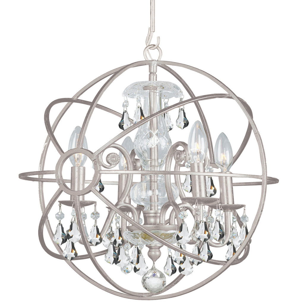 4 Light Olde Silver Industrial Mini Chandelier Draped In Clear Swarovski Strass Crystal - C193-9025-OS-CL-S
