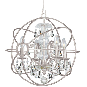 4 Light Olde Silver Industrial Mini Chandelier Draped In Clear Swarovski Strass Crystal - C193-9025-OS-CL-S