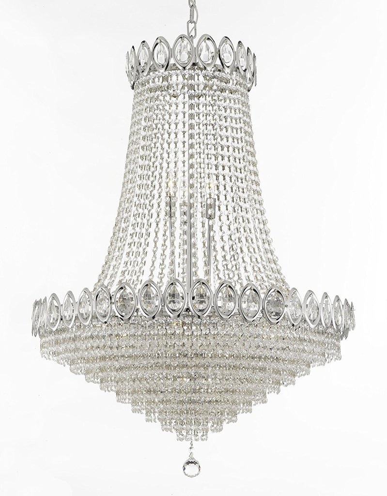 French Empire Crystal Chandelier Chandeliers Lighting SILVER H38 X Wd30 14 Lights Empire - 6290/14 SILVER