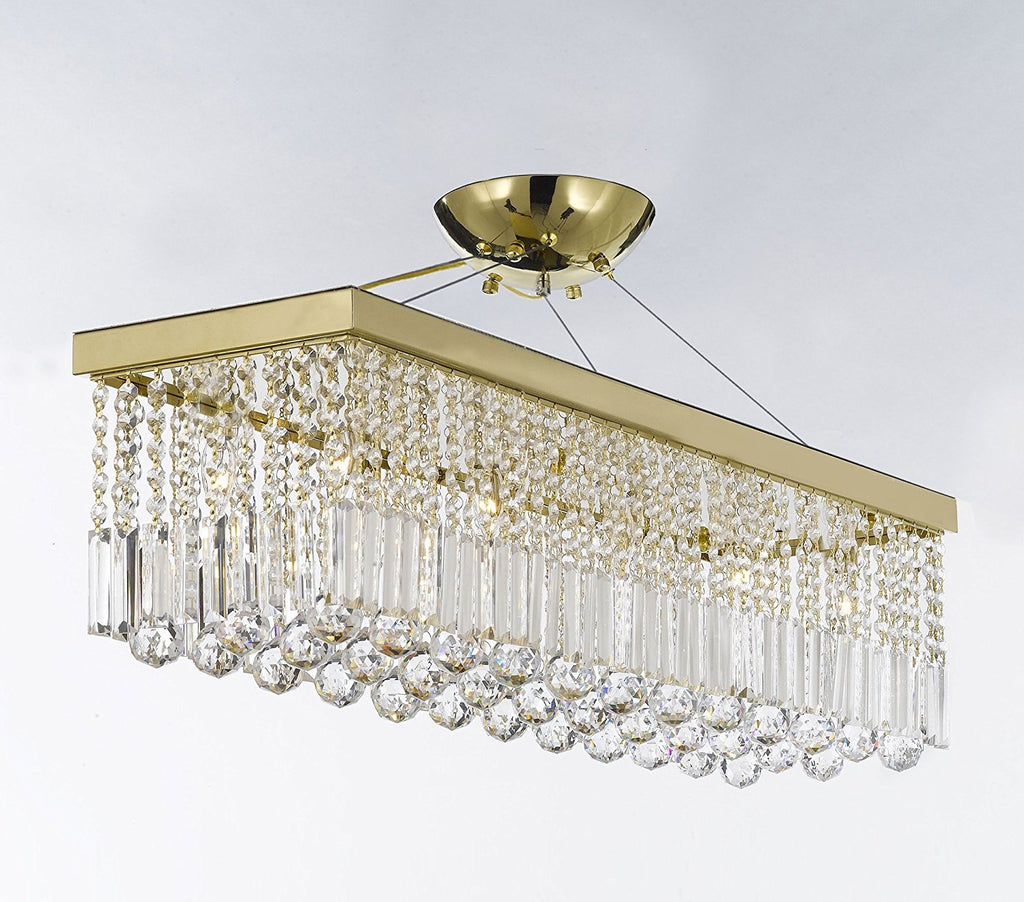 10 Lights 40" Contemporary Crystal Chandelier Rectangular Chandeliers Lighting - G902-CG/1120/10