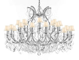 Crystal Chandelier Lighting Chandeliers H35" XW46" Great for The Foyer, Entry Way, Living Room, Family Room and More! w/White Shades - A500-B62/CS/WHITESHADES/2MT/24+1
