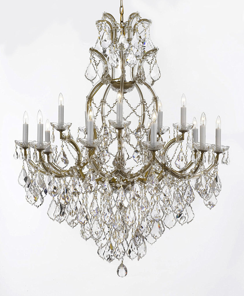 Maria Theresa Chandelier Crystal Lighting Fixture Pendant Ceiling Lamp for Dining room, Entryway , Living room Dressed with Large, Luxe, Diamond Cut Crystals! H44" X W37" - A500-B90/52/21510/15+1DC
