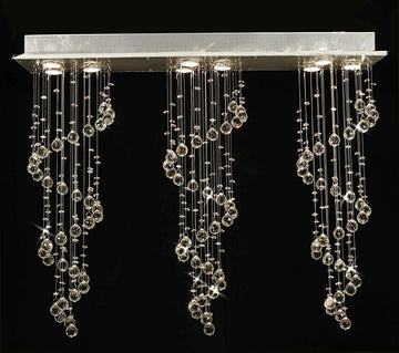 Modern Chandelier Rain Drop Lighting Crystal Ball Fixture Pendant Ceiling Lamp H31 X W39 X D10 9 Lights Modern - 80106/3+3+3