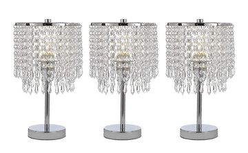 Chrome Round Crystal Bedroom Desk Lamp Table Lamp Bedside Lamp - Set of 3 - J10-SP-106 - SET of 3
