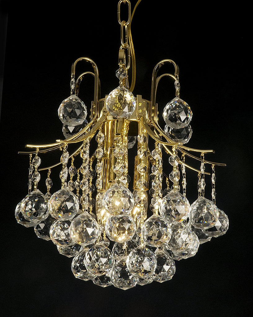 French Empire Crystal Chandelier Chandeliers Lighting Gold H13 X Wd12 3 Lights Empire - J10-742/3 GOLD