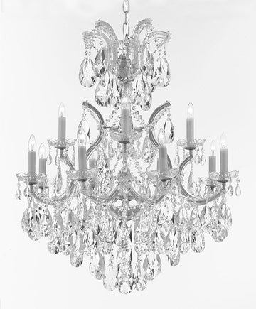 Maria Theresa Chandelier Lights Fixture Pendant Ceiling Lamp Dressed w/Large, Luxe Diamond Cut Crystals! HT35" x WD28"-Good for Dining Room, Foyer, Entryway, Living Room and More! - A500-B90/CS/52/21532/12+1DC