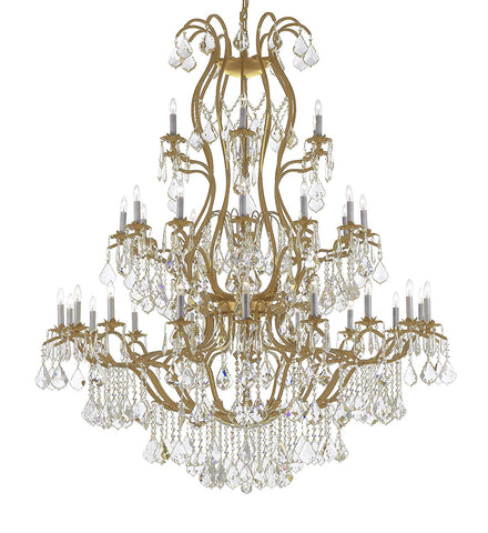 Chandelier Made with Swarovski Crystal! Large Foyer/Entryway Wrought Iron Chandelier Chandeliers Lighting with Crystal! H60" x W52" - A500-CG/3031/36+1SW