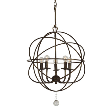 5 Light English Bronze Industrial Mini Chandelier - C193-9224-EB