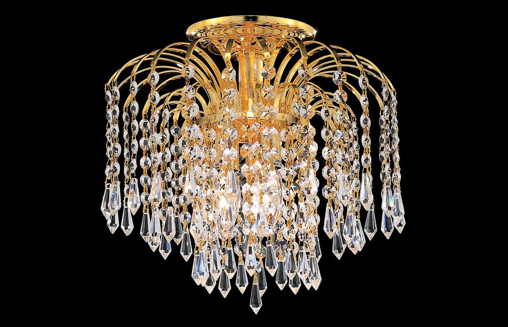 C121-6801F16G/RC - Regency Lighting: Falls 4 light Gold Flush Mount Clear Royal Cut Crystal