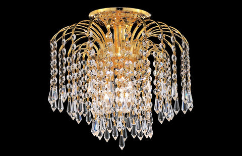 C121-6801F16G/EC - Regency Lighting: Falls 4 light Gold Flush Mount Clear Elegant Cut Crystal