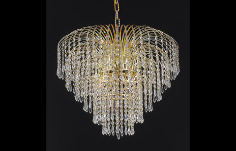 C121-6801D25G/RC - Regency Lighting: Falls 6 light Gold Chandelier Clear Royal Cut Crystal