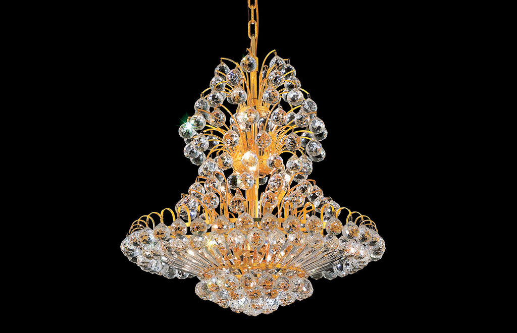 C121-2908D24G/RC - Regency Lighting: Sirius 14 light Gold Chandelier Clear Royal Cut Crystal