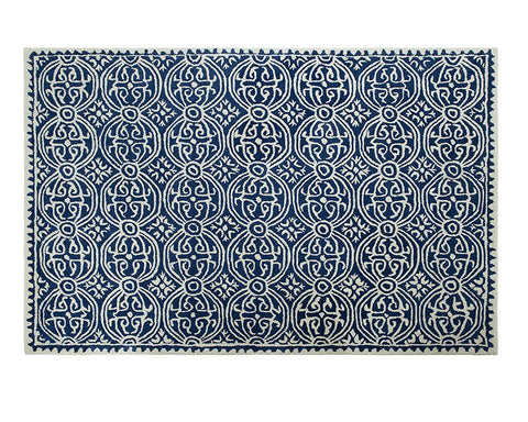 Handtufted Moroccan Navy Wool Area Rug 5 X 7 - J10-IN-210-5X7