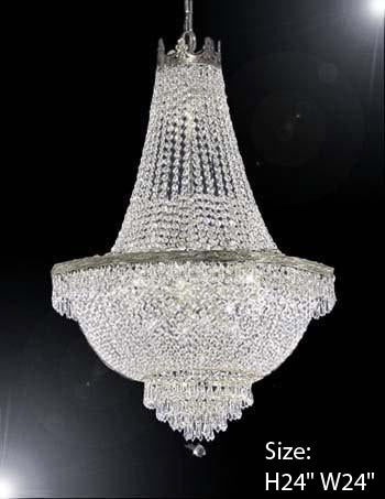 French Empire Crystal Chandelier Lighting H24" X W24" - A500-C3/Silver/870/9