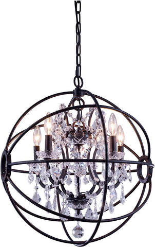 C121-1130D20DB/RC By Elegant Lighting - Geneva Collection Dark Bronze Finish 5 Lights Pendant lamp