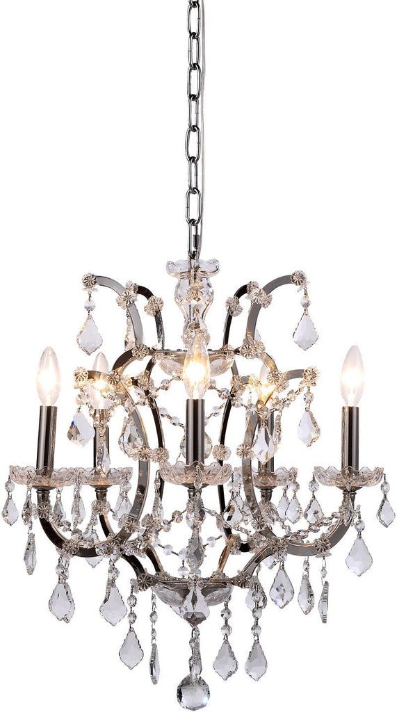 C121-1138D18PN/RC By Elegant Lighting - Elena Collection Polished Nickel Finish 5 Lights Pendant Lamp