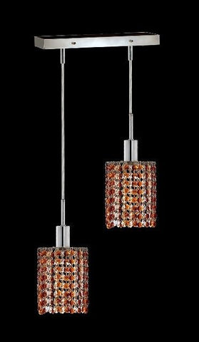 C121-1282D-O-R-TO/RC By Elegant Lighting Mini Collection 2 Lights Pendant Chrome Finish