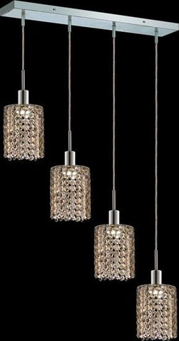 C121-1284D-O-R-GT/RC By Elegant Lighting Mini Collection 4 Lights Pendant Chrome Finish