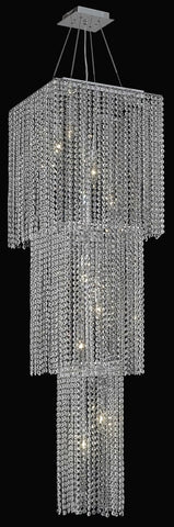 C121-1299G54C-BO/RC By Elegant Lighting Moda Collection 9 Light Chandeliers Chrome Finish