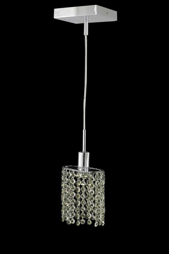 C121-1381D-S-E-LP/RC By Elegant Lighting Mini Collection 1 Light Pendants Chrome Finish