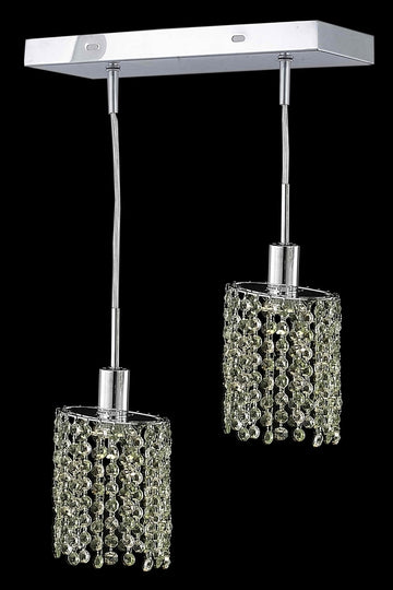 C121-1382D-O-E-TO/RC By Elegant Lighting Mini Collection 2 Light Pendants Chrome Finish