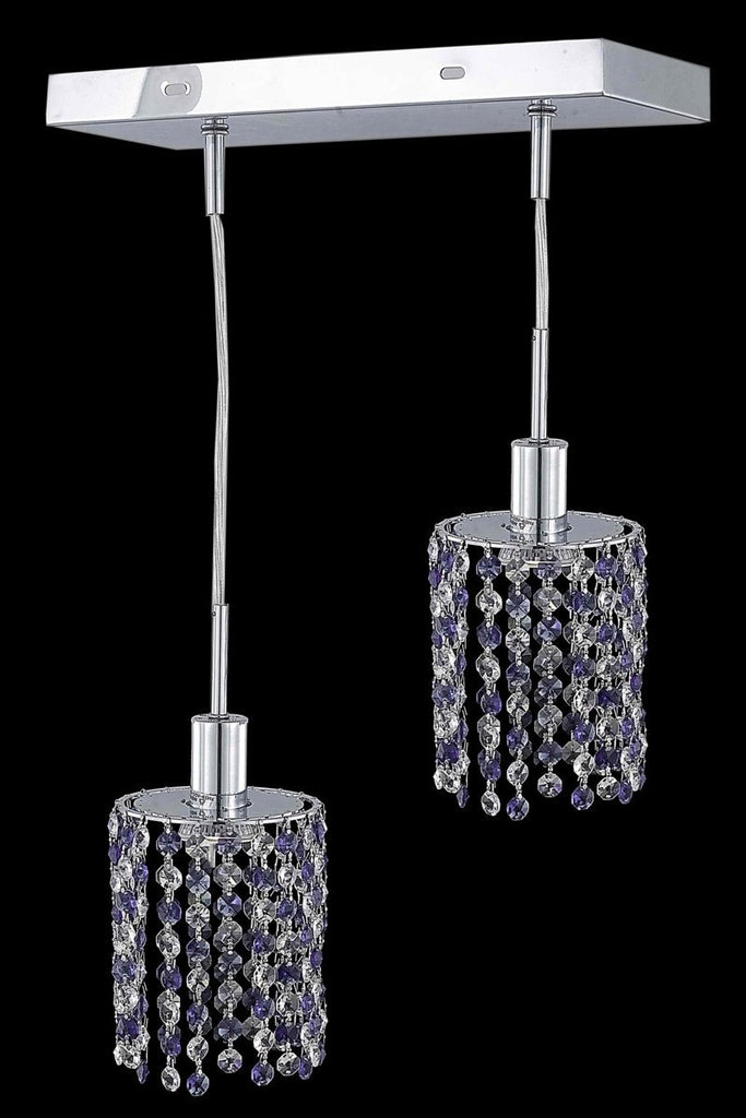 C121-1382D-O-R-JT/RC By Elegant Lighting Mini Collection 2 Light Pendants Chrome Finish