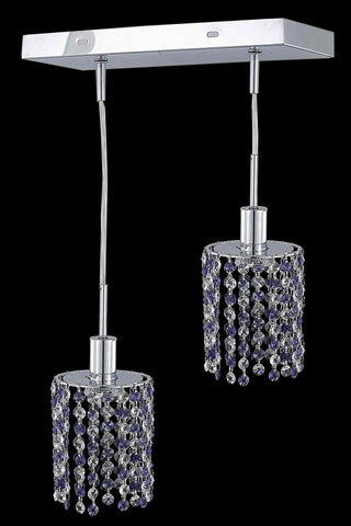 C121-1382D-O-R-LT/RC By Elegant Lighting Mini Collection 2 Light Pendants Chrome Finish