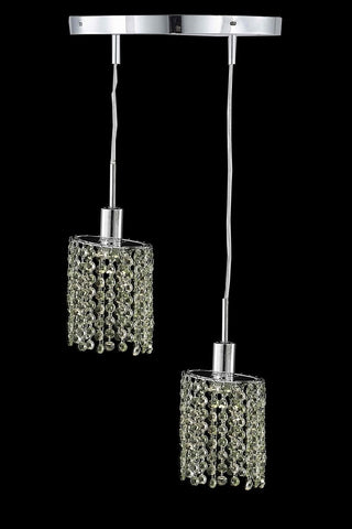 C121-1382D-R-E-LP/RC By Elegant Lighting Mini Collection 2 Light Pendants Chrome Finish