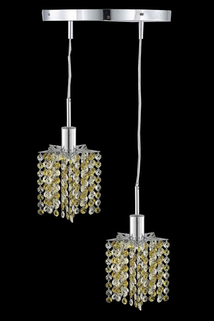 C121-1382D-R-P-BO/RC By Elegant Lighting Mini Collection 2 Light Pendants Chrome Finish