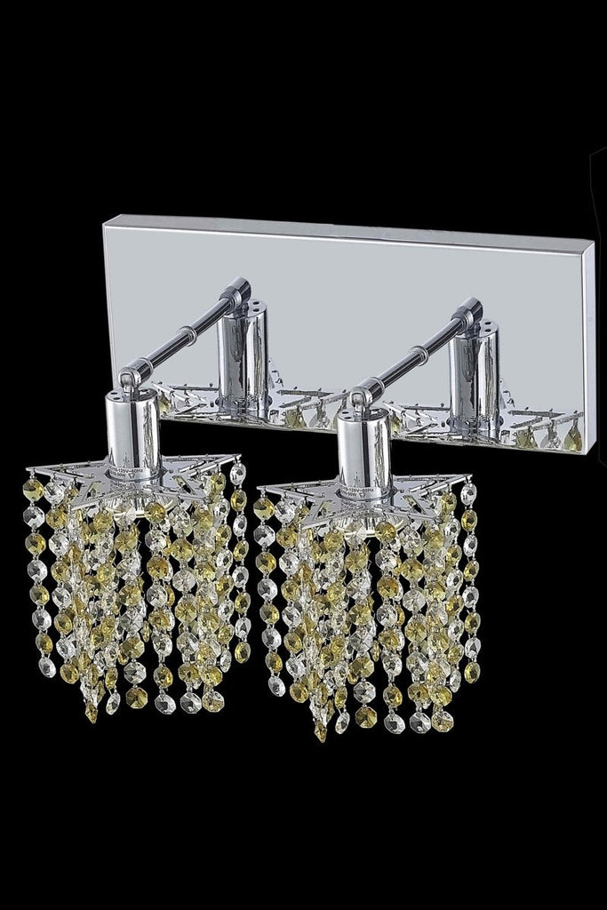 C121-1382W-O-P-LP/RC By Elegant Lighting Mini Collection 2 Light Wall Sconces Chrome Finish