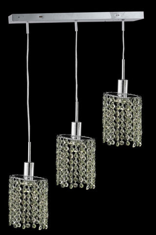 C121-1383D-O-E-LT/RC By Elegant Lighting Mini Collection 3 Light Pendants Chrome Finish