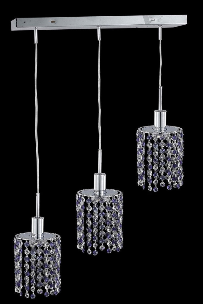 C121-1383D-O-R-GT/RC By Elegant Lighting Mini Collection 3 Light Pendants Chrome Finish