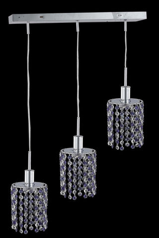 C121-1383D-O-R-JT/RC By Elegant Lighting Mini Collection 3 Light Pendants Chrome Finish