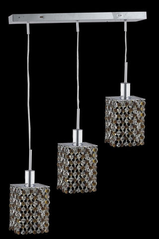 C121-1383D-O-S-LP/RC By Elegant Lighting Mini Collection 3 Light Pendants Chrome Finish